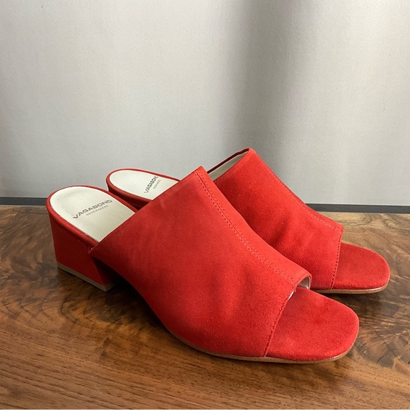 Vagabond Lena Tangerine Orange Suede Leather Slide Sandal, New in Box - Picture 4 of 8